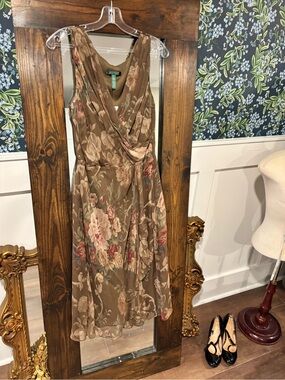 Vintage 90’s NWT Ralph Lauren Women’s Coral Maxi Dress 100% Floral Silk Size 8